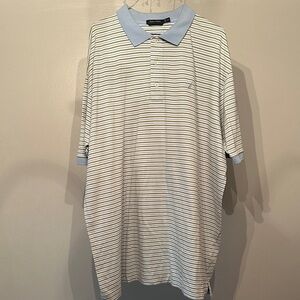 Nautica Light Blue and Green Striped Polo